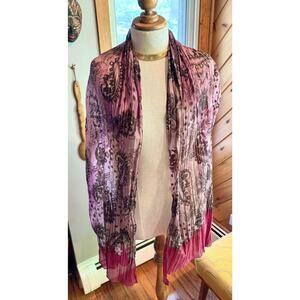 100% Silk Paisley Bead Embroidered Scarf